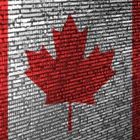 Canada flag is depicted on the screen with the program code